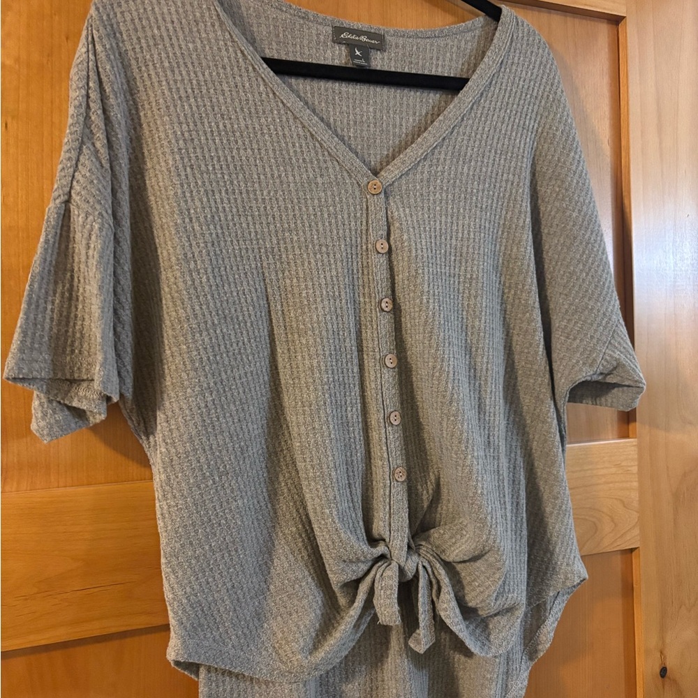 Eddie Bauer Gray Button-Down Women's Top